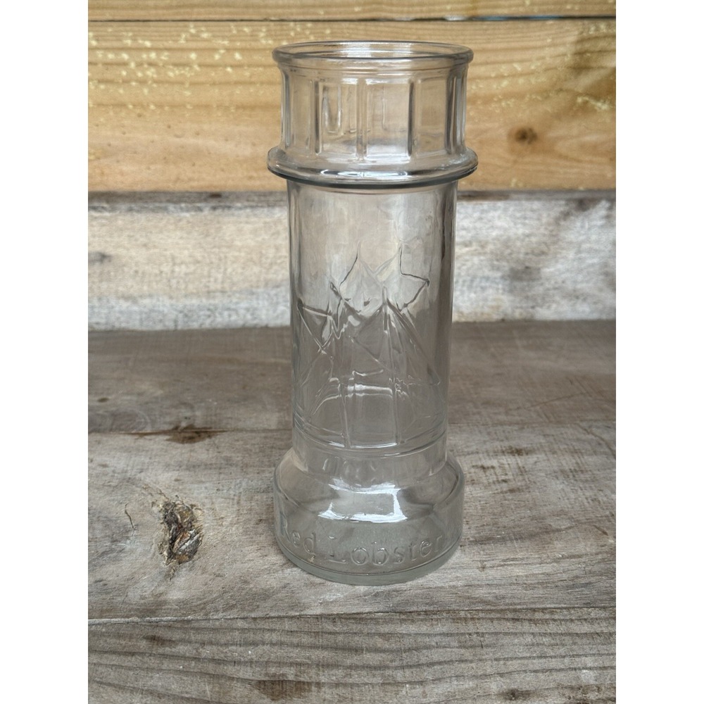 Vintage Red Lobster Lighthouse Drinking Glass Clear Ships on Glass - Picture 2 of 8